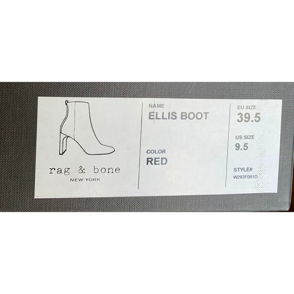 Rag & Bone Ellis Boot in Red Size 9.5 Snakeskin Embossed Side Zipper High Heel - Picture 5 of 5